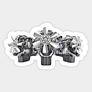 V8 Engine Trio Cartoon Sticker